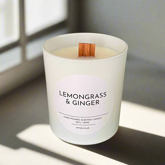 Large Lemongrass & Ginger wooden wick candle