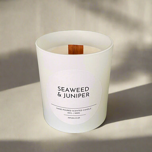 Large Seaweed & Juniper wooden wick candle