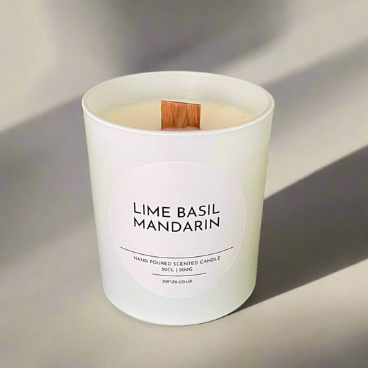 Large Lime Basil & Mandarin wooden wick candle