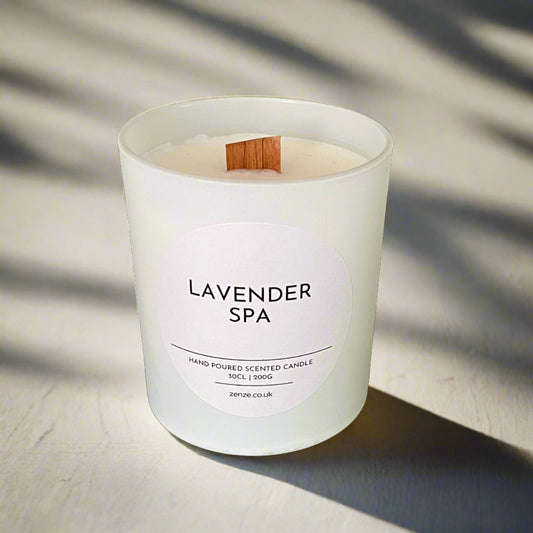 Large Lavender Spa wooden wick candle