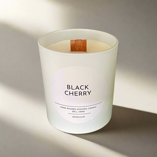 Large Black Cherry wooden wick candle