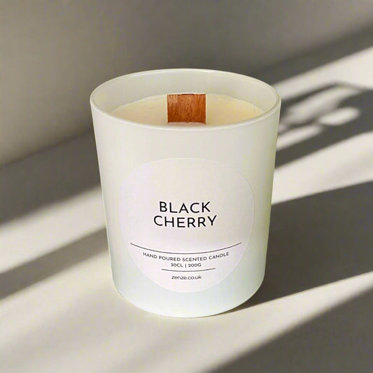 Large Black Cherry wooden wick candle
