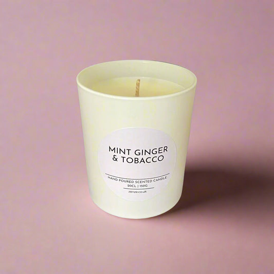 Medium Mint Ginger Tobacco cotton wick candle