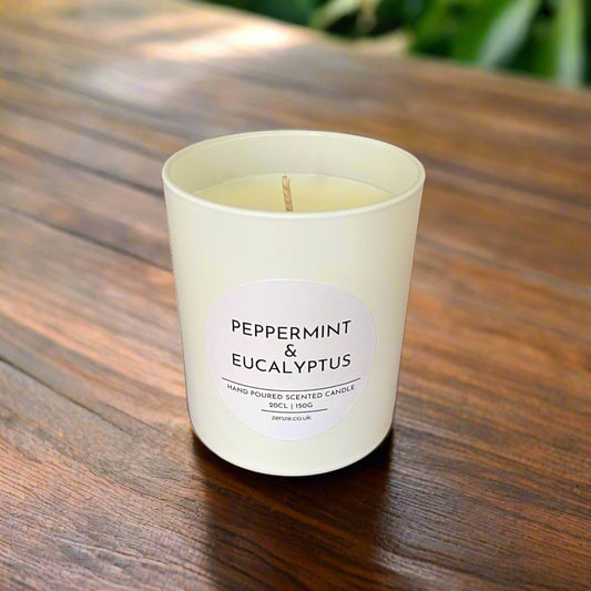 Medium Peppermint & Eucalyptus cotton wick candle